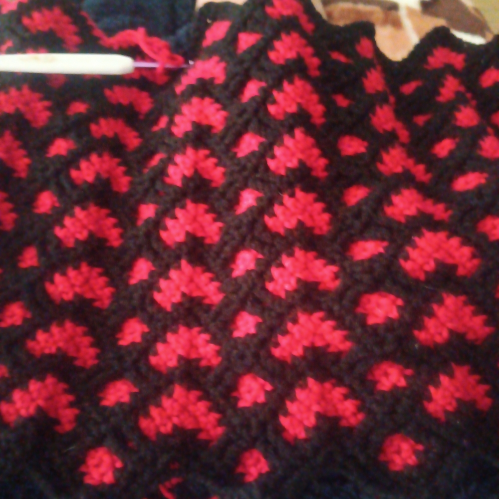 Red and Black Knitted Throw Blanket